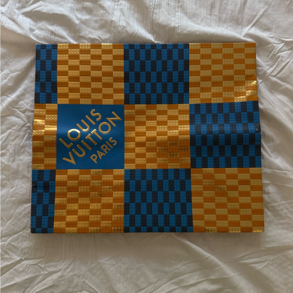 Louis Vuitton Blue and Gold Checkered Square